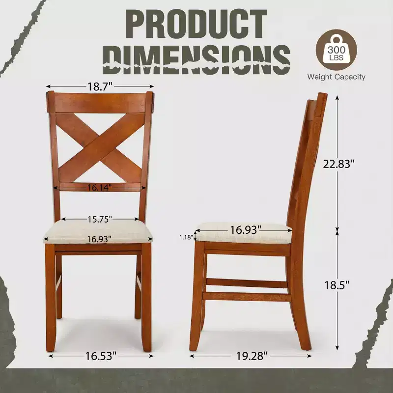 EROMMY Solid Wood Upholstered Dining Chairs With Non-slip Feet, Side Chairs For Dining Table (Set of 2)