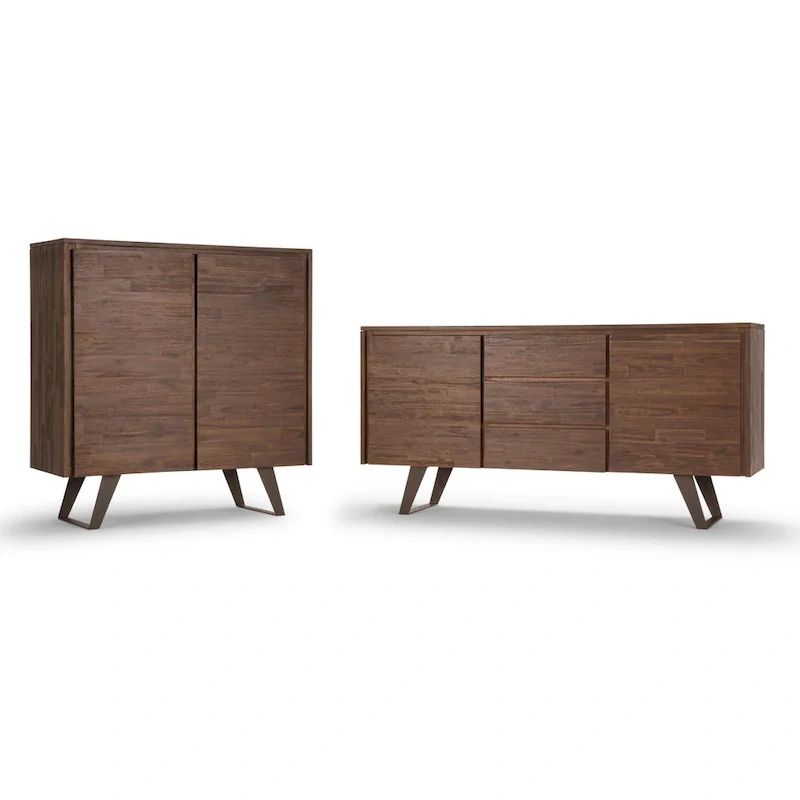 WYNDENHALL Mitchell Metal 60 inch Wide Rectangle Modern Industrial Sideboard Buffet in OAK WOOD - 60 x 17 x 30