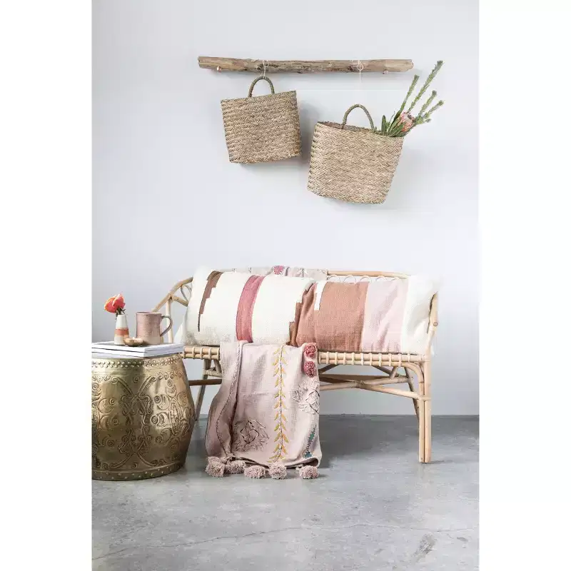 Debossed Metal Drum Side Accent Table, Brass Finish, Round