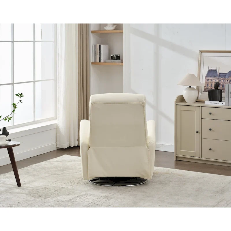Faux Leather Swivel Glider Recliner, Ergonomic Back, USB Ports