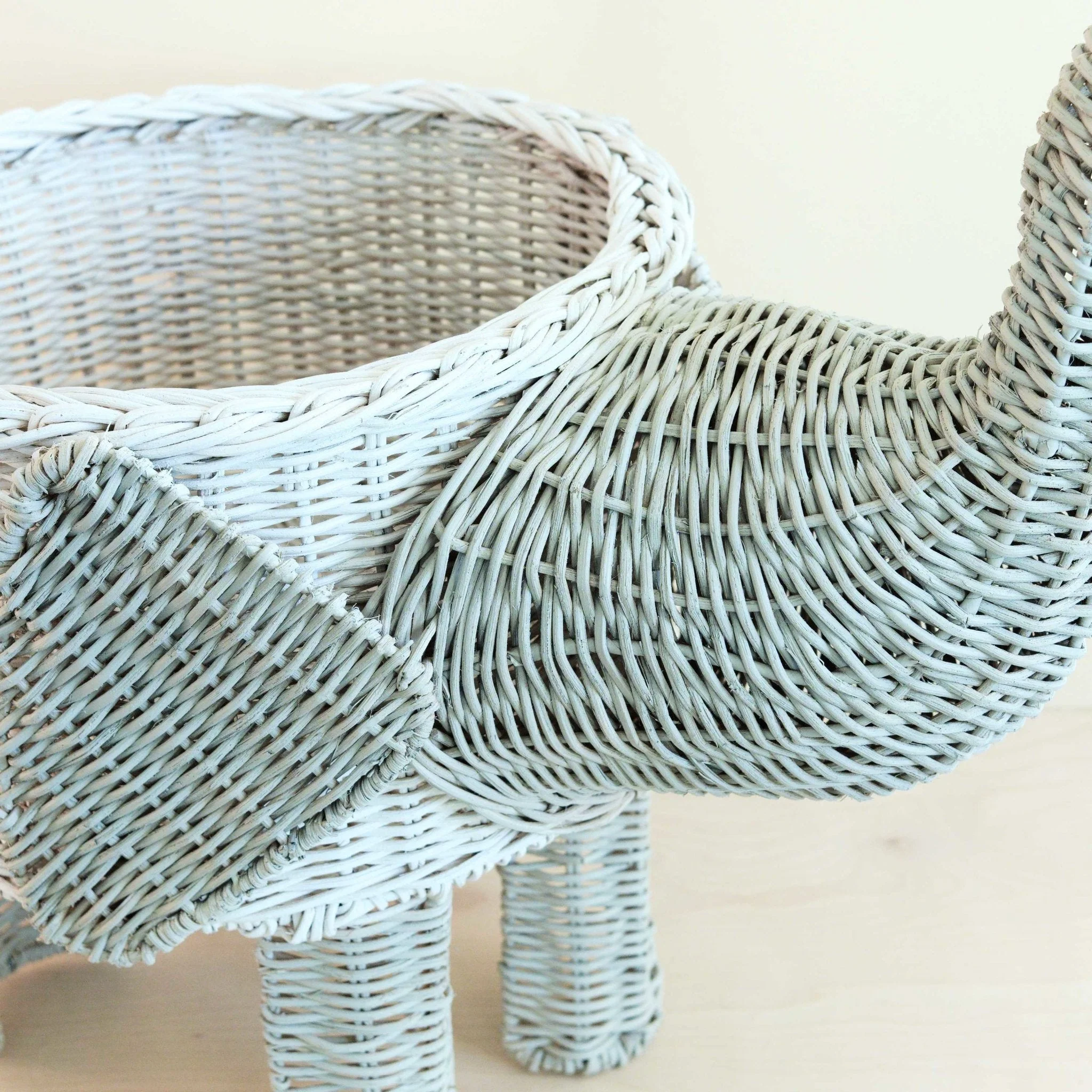 Two-tone Rattan Elephant Basket - Wicker Organizer