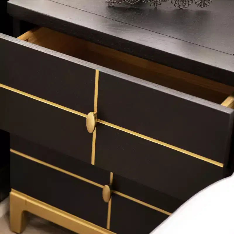 JTH LUXE Kingsly 21 Wide Contemporary Glam Storage Side Table, Espresso Black Birchwood & Veneer
