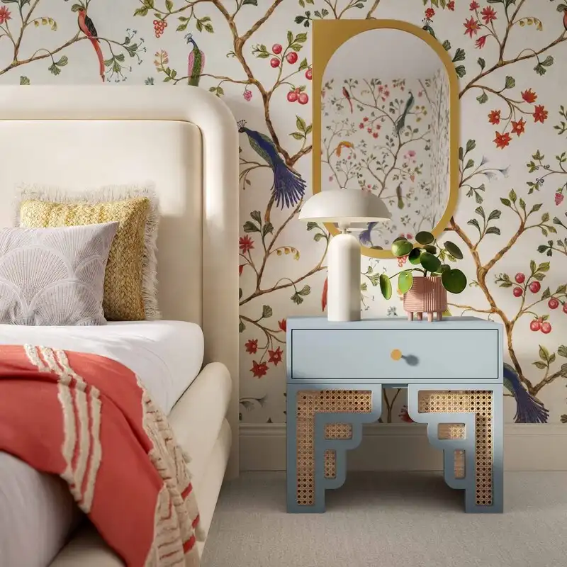 Suzie Wood & Rattan Nightstand