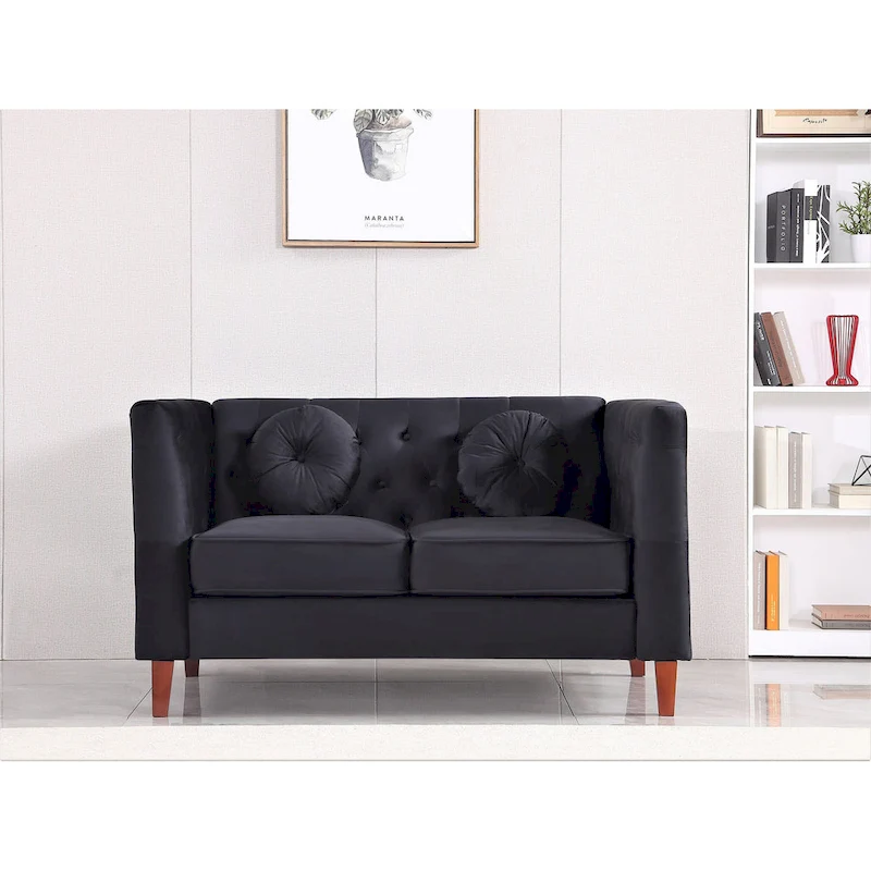 US PRIDE FURNITURE Velvet Classic Chesterfield 2 pieces Living Room Sets, Sofa and Lovesat