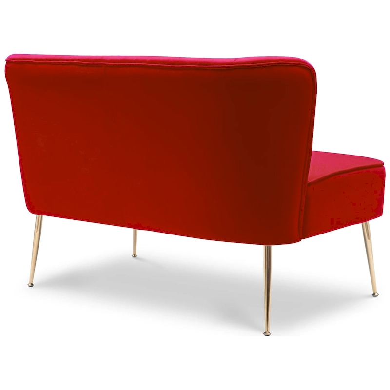 Farrah Upholstered Velvet Polyester 46 Wide Loveseat - Armless/ Scalloped Back