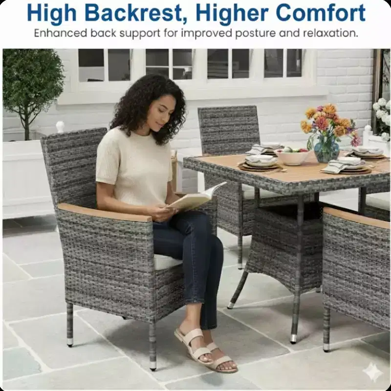 4-Piece All-Weather Rattan Patio Dining Chair
