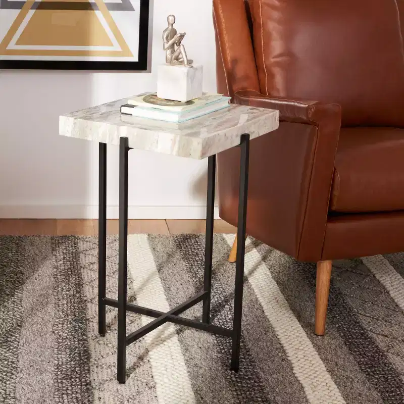 Tenzin Stone Top Accent Table - ACC3707A - Multi Grey/Black