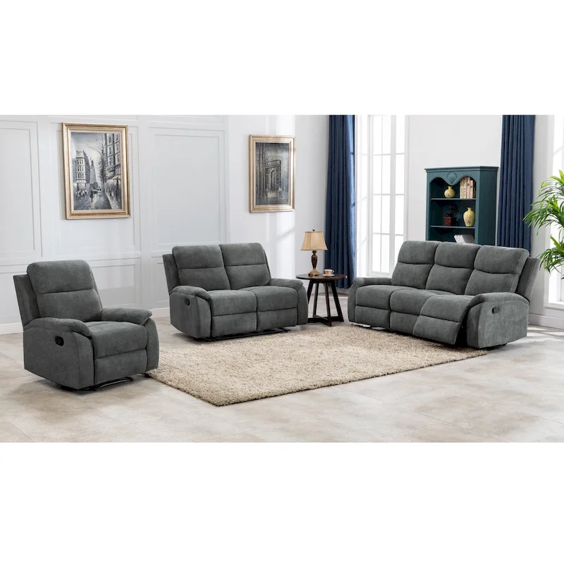 Ronald Transitional Faux Leather Reclining Living Room Sofa Set