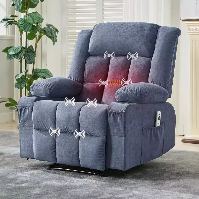 Recliner Chair with Massage & Heat,Glider Chair with Side Pockets & Cup Holder for Living Room