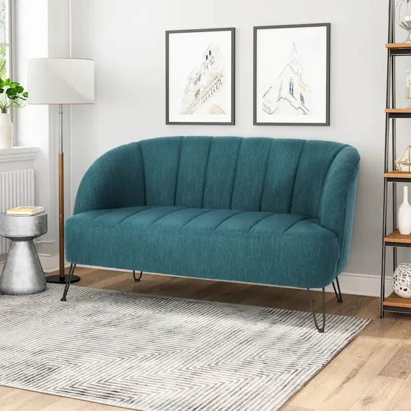 Lupine Modern Fabric Loveseat with Hairpin Legs by Christopher Knight Home