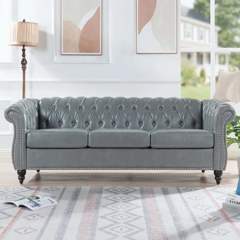 Comfortable Sofa For Living Room,with tight pleated rolled arms