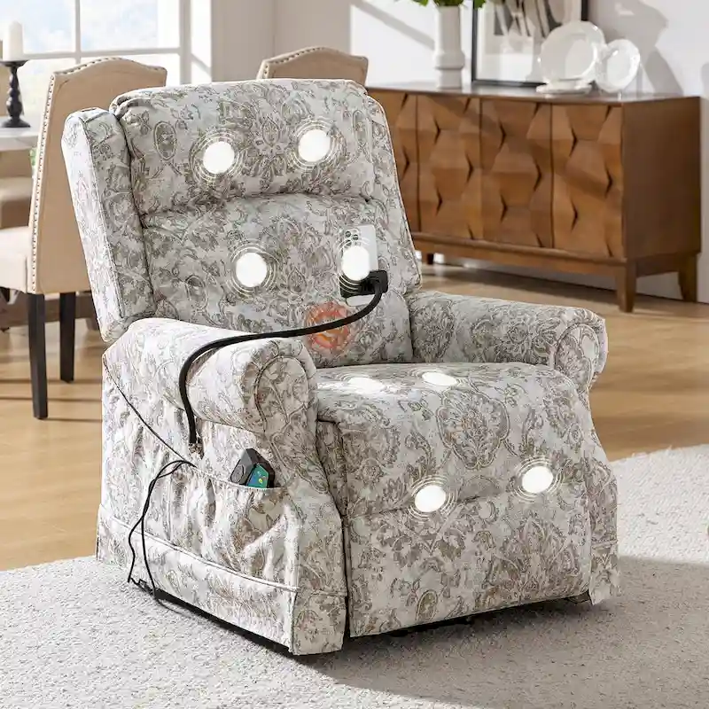 Billy Traditional Lift Assist Power Recliner With Massage Heat And Manual Headrest by HULALA HOME