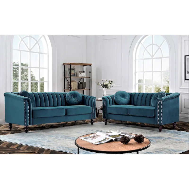 Hills Tufted Back Nailhead 2PCS Living Room set