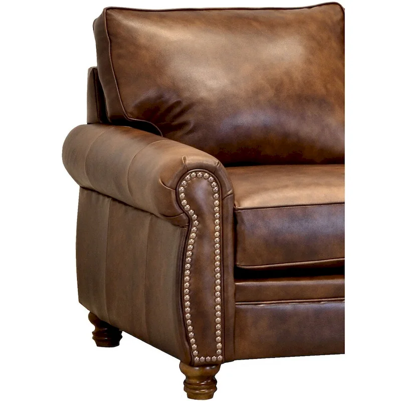 Made in USA Cabot Brown Top Grain Leather Sofa and Loveseat Set