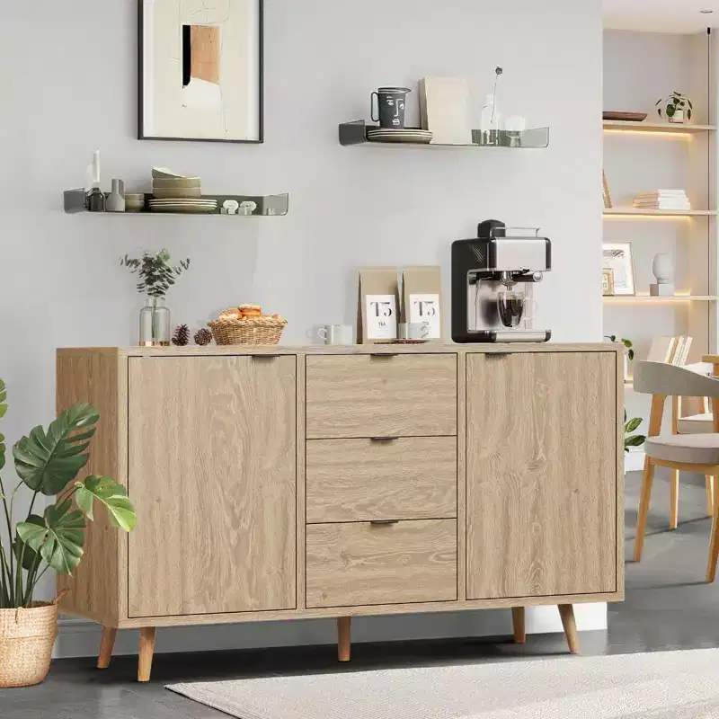 47.2 Buffet Cabinet with Storage, Sideboard Storage Cabinet with 3 Drawers and 2 Doors,Credenza