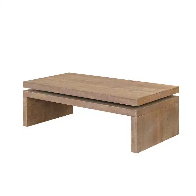 HomeRoots 48 Natural Wood Distressed Floating Frame Coffee Table