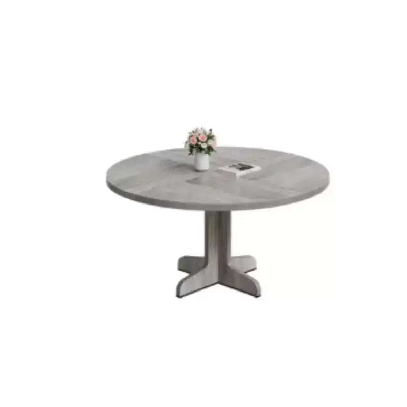Wood Panel Round Dining Table with Curved Legs