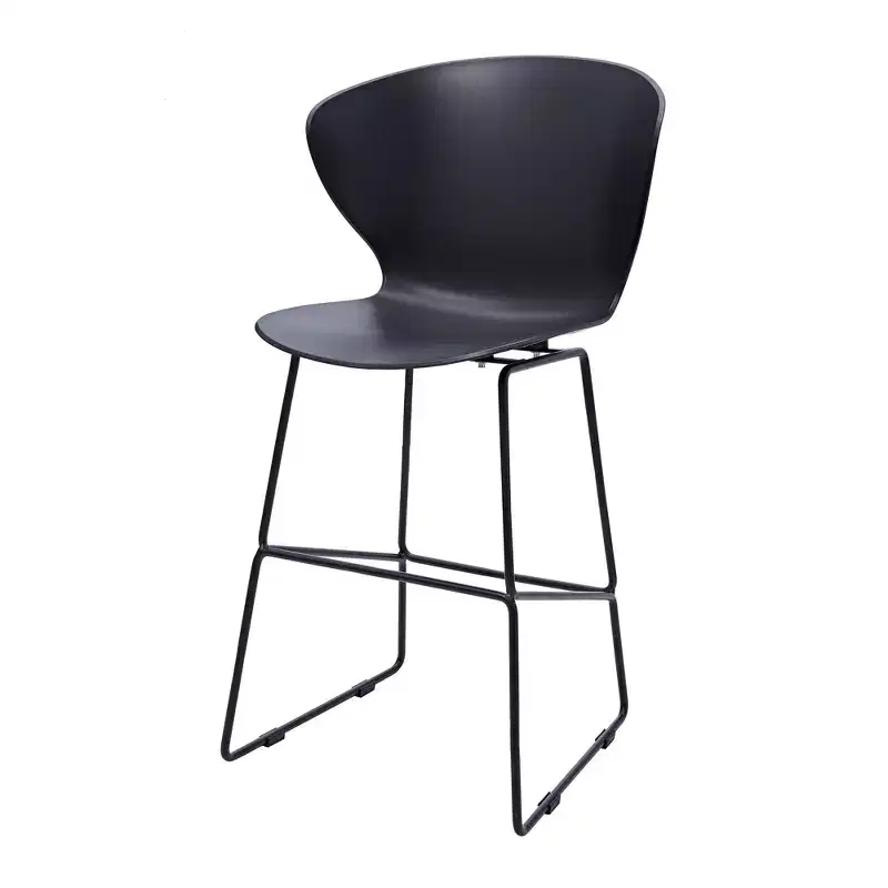 Black Low Back Bar Height Stools, Heavy Duty Plastic & Metal, 30