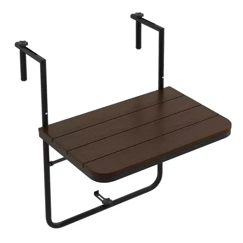Costway Folding Hanging Table Outdoor Railing Table with 3-Level Adjustable Height