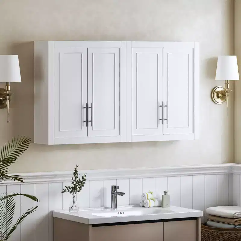 PexFix 26x44x8 White Wall Mounted Laundry Cabinet Storage Organizer