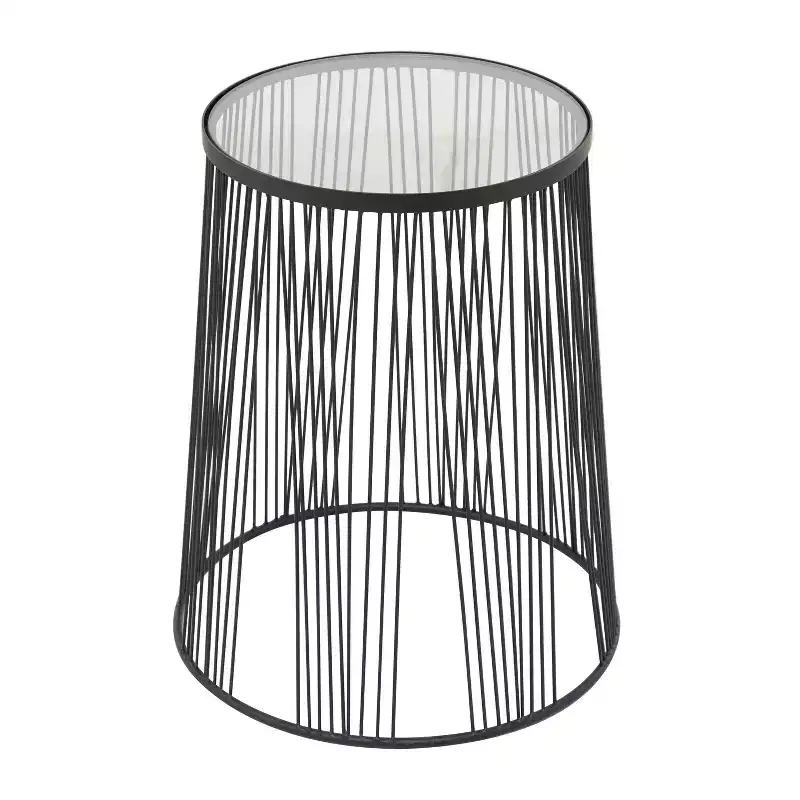 Black Round Metal Accent Side Table, 1-Person