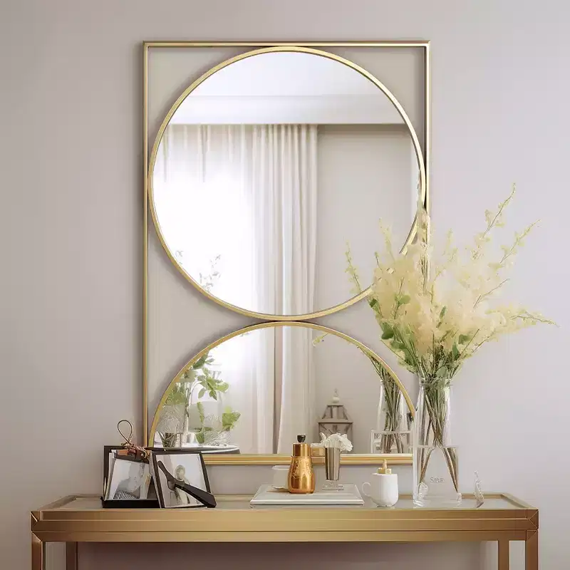 Gold Hourglass Frame Metal Modern Accent Wall Mirror