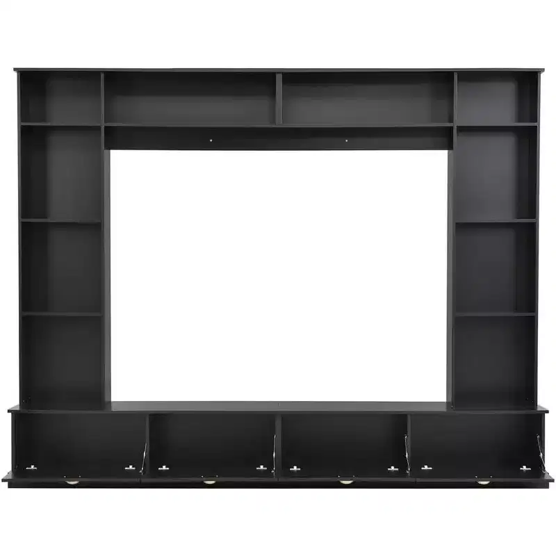 Acekool 4-in-1 Wall Unit Entertainment Center with Bookshelves, Cabinets & Open Shelves, Modern Design for TVs up to 78