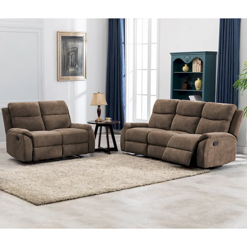 Ronald Transitional Faux Leather Reclining Living Room Sofa Set