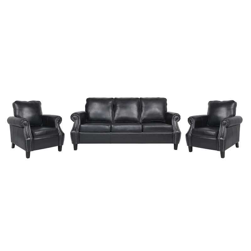 Dowd Faux Leather 3 Piece Club Chair and Sofa Set by Christopher Knight Home