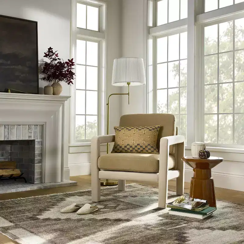 Upholstered Sculptural Accent Chair Brown - Threshold designed with Studio McGee