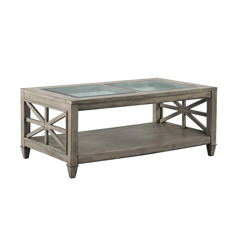 45.5 in. 19 in. Large Rectangle Glass Coffee Table,1-Tier Shelf