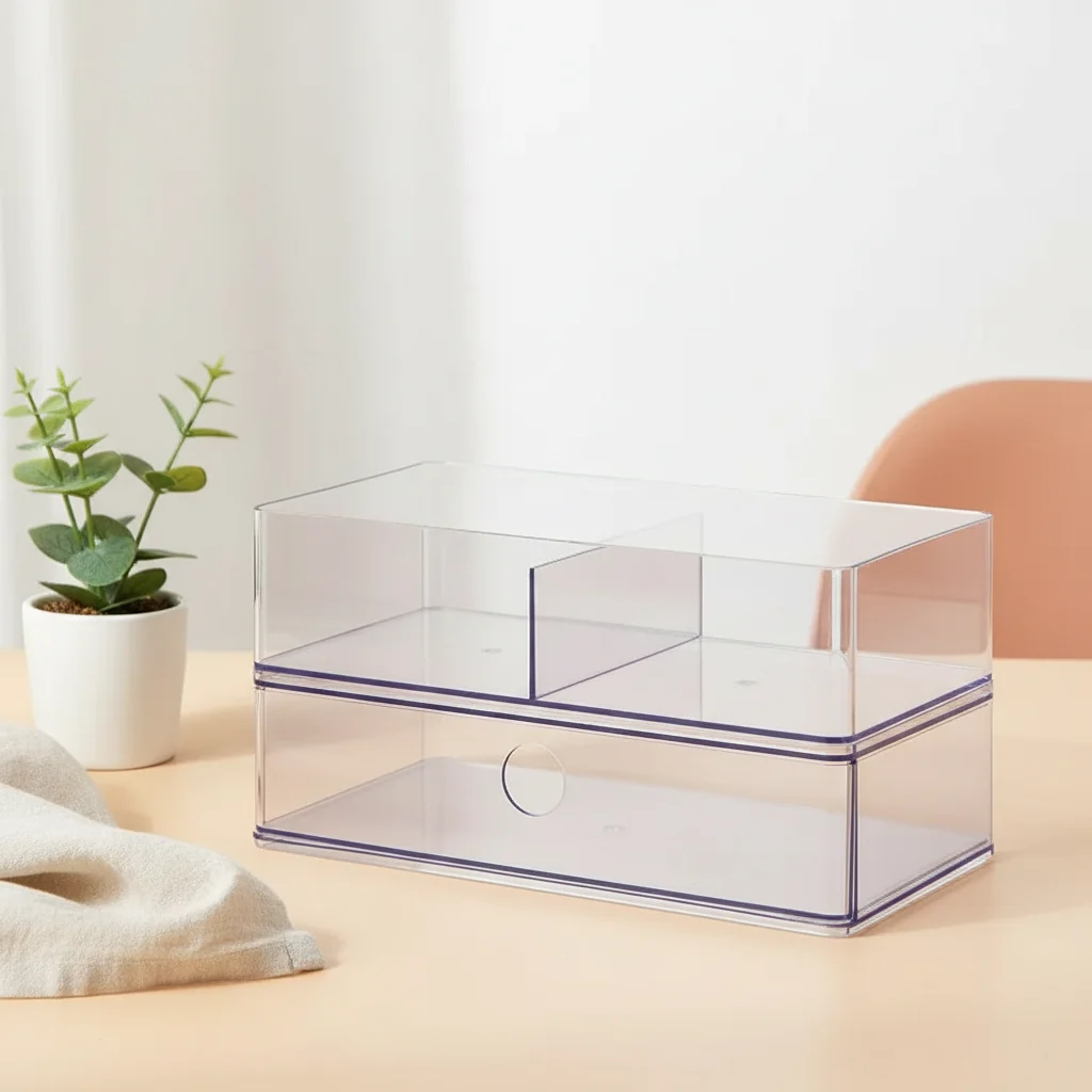 Clear Divided Bin with Drawer
