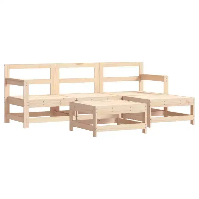 vidaXL Garden Lounge Set Natural Solid Pine Wood and Engineered Wood Medium