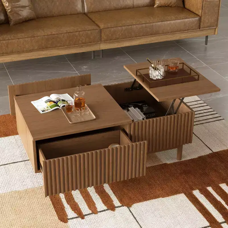 Luck Live 51.1 Modern Lift-Top Coffee Table with 2 Storage Drawers & Hidden Compartment
