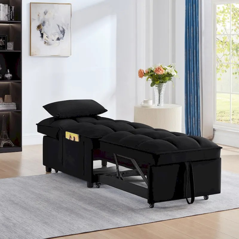 Convertible Recliners with Adjustable Backrest, Pillows and Pockets
