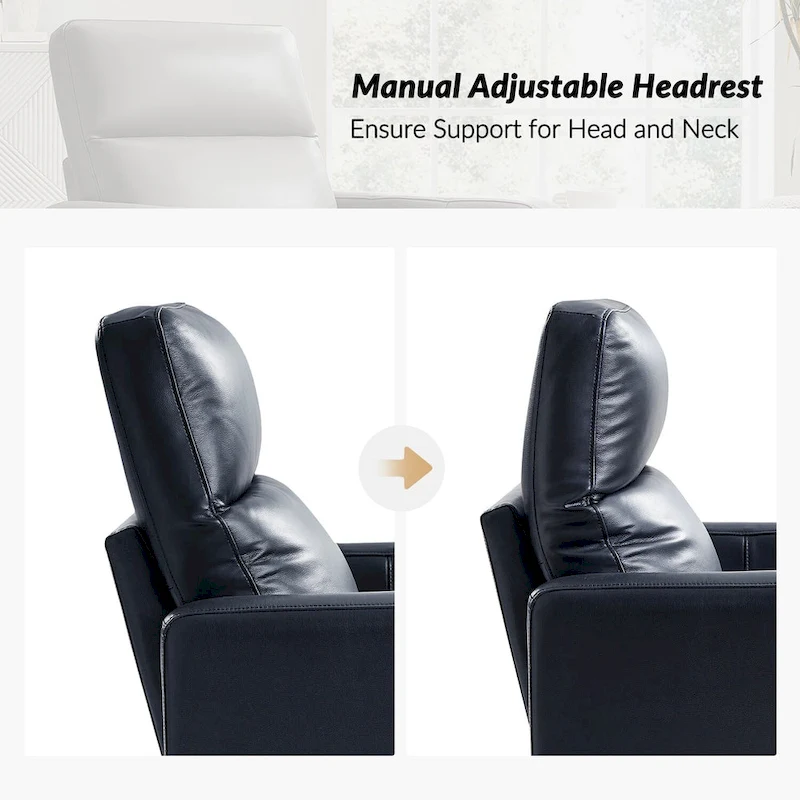 Josefa Modern Genuine Leather Swivel Rocker Recliner by Hulala Home