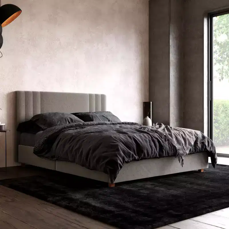 Wynn Upholstered Platform Bed - Vertical Tufted Headboard, No Box Spring Needed
