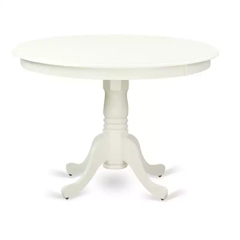 HomeStock 3-Pc Linen White Finish Solid Wood Top - Round Dining Room Set - Seats 4