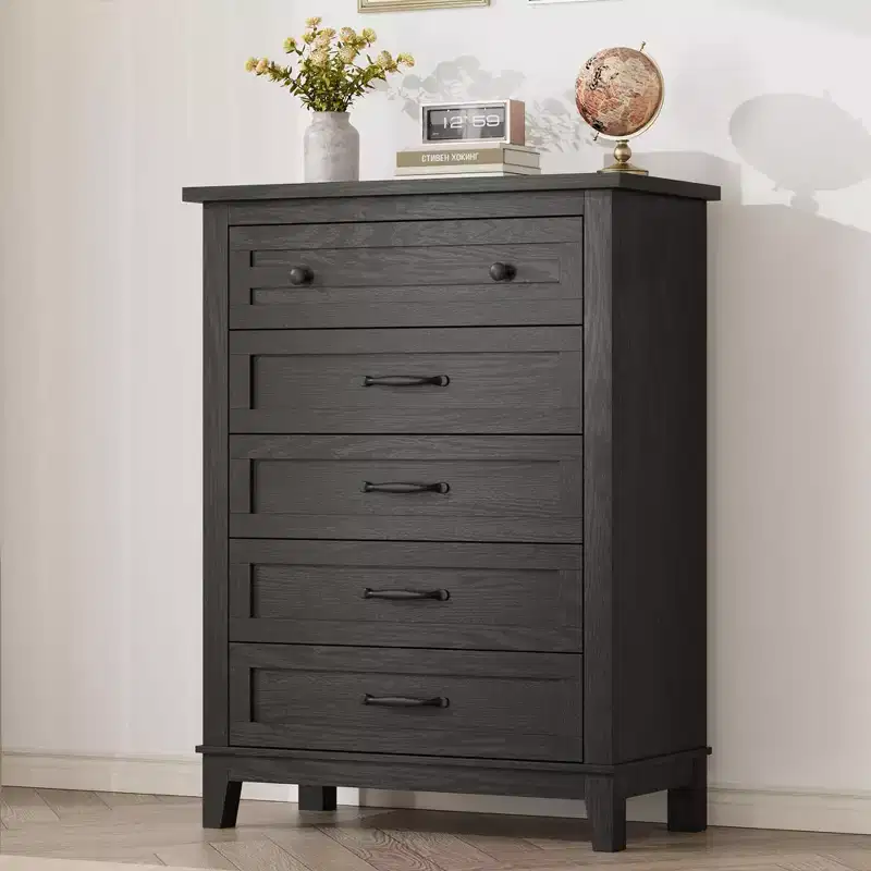 5 Dresser for Bedroom, 41.3 Tall Vertical Drawer Dresser with Storage Freestanding, Wooden Closet Storage Chest for Living Room, Bedroom, Entryway