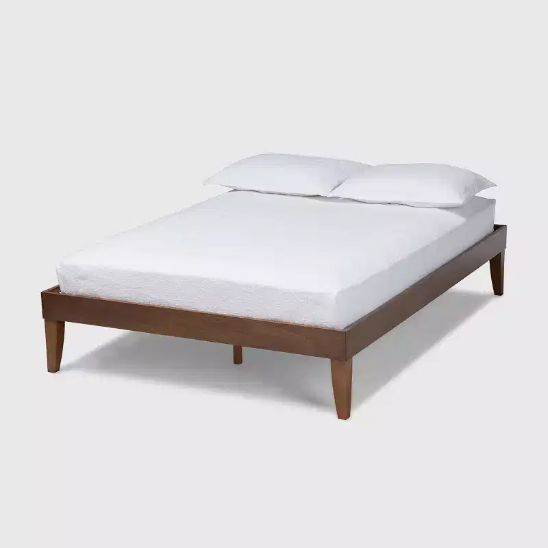 Lucina Walnut Platform Bed Frame Brown - Baxton Studio