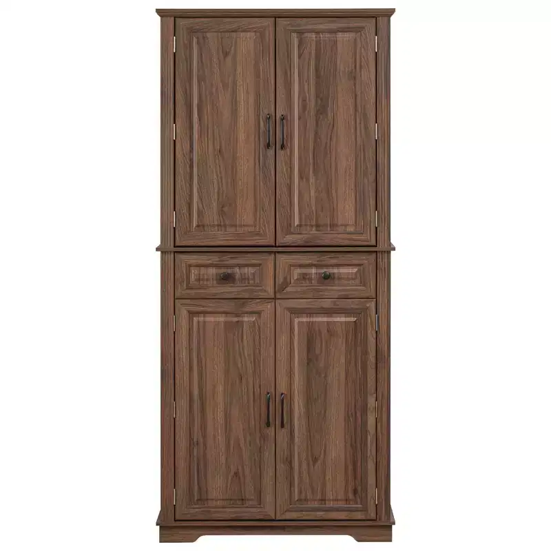 71 Kitchen Pantry Cabinet with Pull-Out Organizers, 6 Door Shelves & Drawers