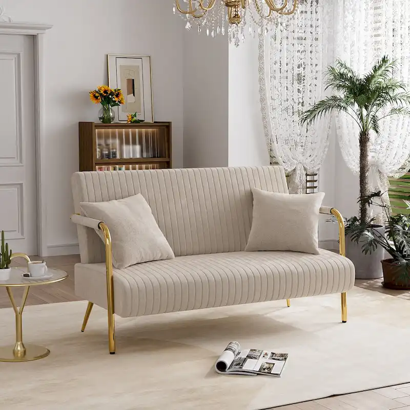 Ouyessir Upholstered Loveseat, Tufted Back Couch, Accent Armchair with 2 Pillows