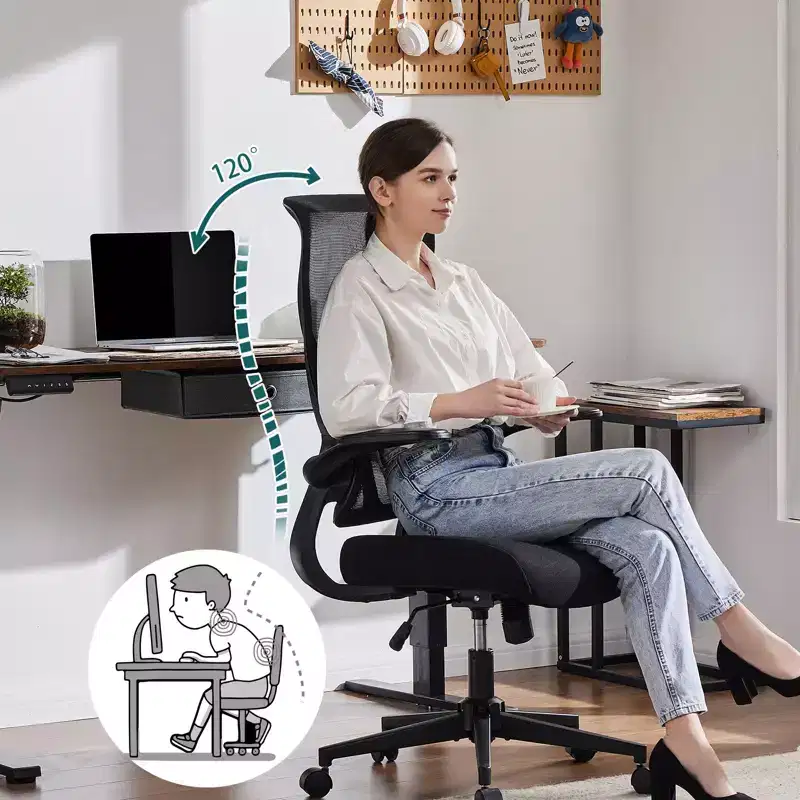 Okak Modern Mesh Adjustable Computer Desk Chair with Armrests & Lumbar Support,Ergonomic Swivel Task Chair for Office,Study