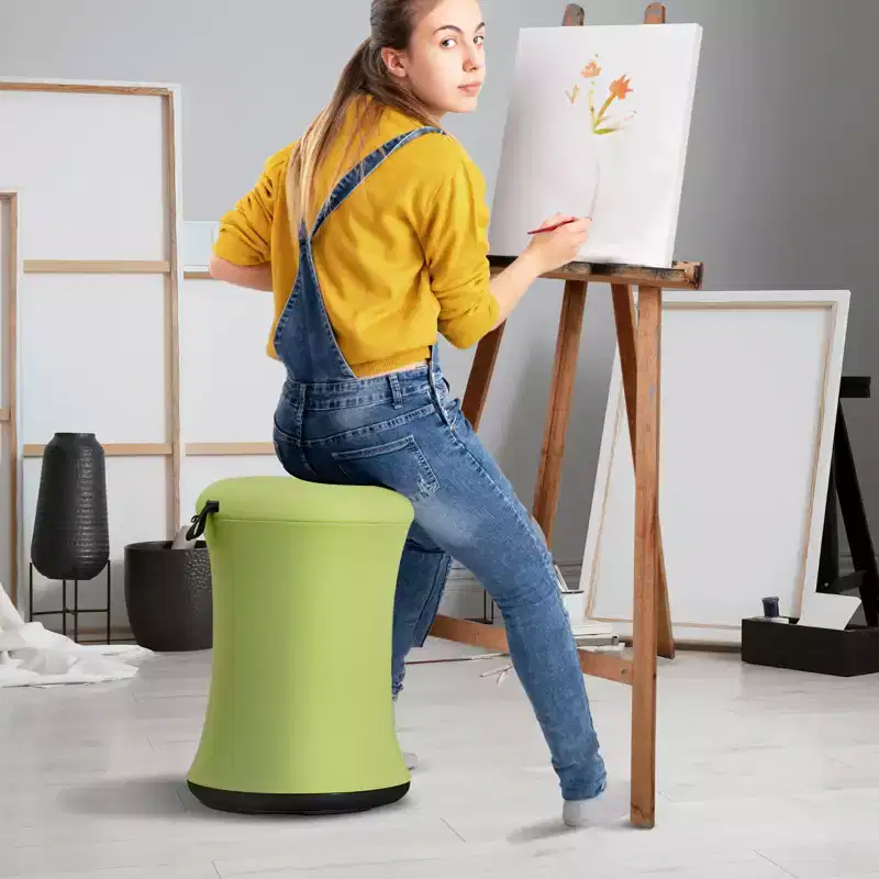 VEVOR Wobble Chair, Height-Adjustable (19.3-25) Wobble Chair with Fabric Cover,Flexible Seating Wobble Stool Made of Iron & Sponge,Age 12-18, Green