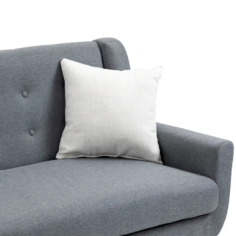 Modern Curved 63 Button Tufted Upholstered Loveseat with 2 Pillows
