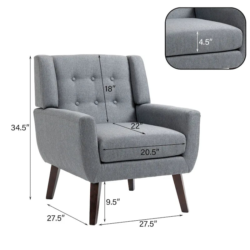 Tufted Linen/Cotton Loveseat with 2 Accent Chairs