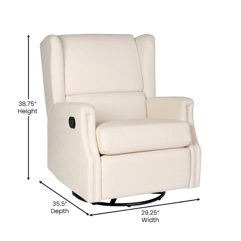 Wingback Manual Rocking Glider Recliner Chair with 360 Swivel