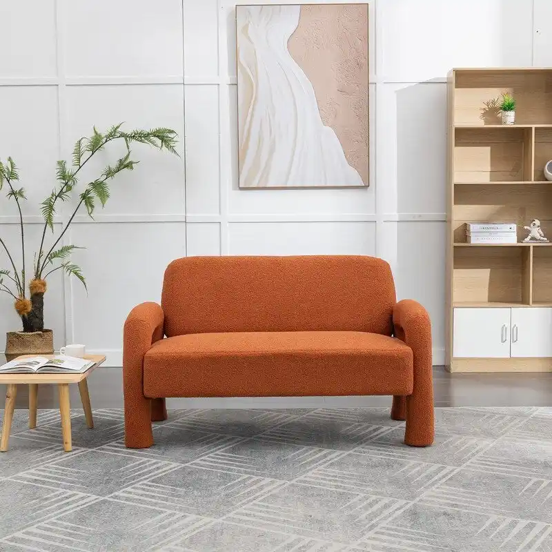 SEYNAR Mid-Century Modern Boucle 51 Solid Wood Curved Sofa