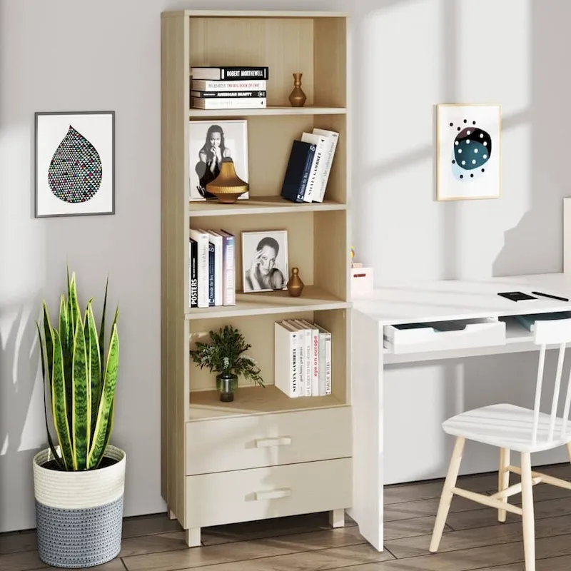 Cabinet Bookshelf Entryway Cabinet with Storage  Solid Wood Pine - 23.6x13.8x70.9