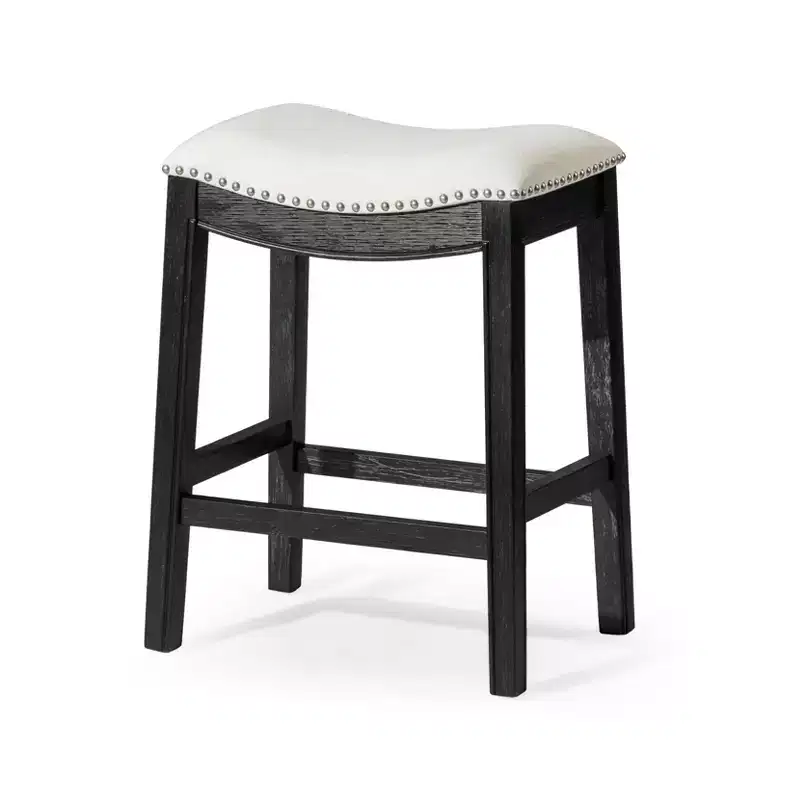 Backless Saddle Counter Stool with Fabric Upholstery 26